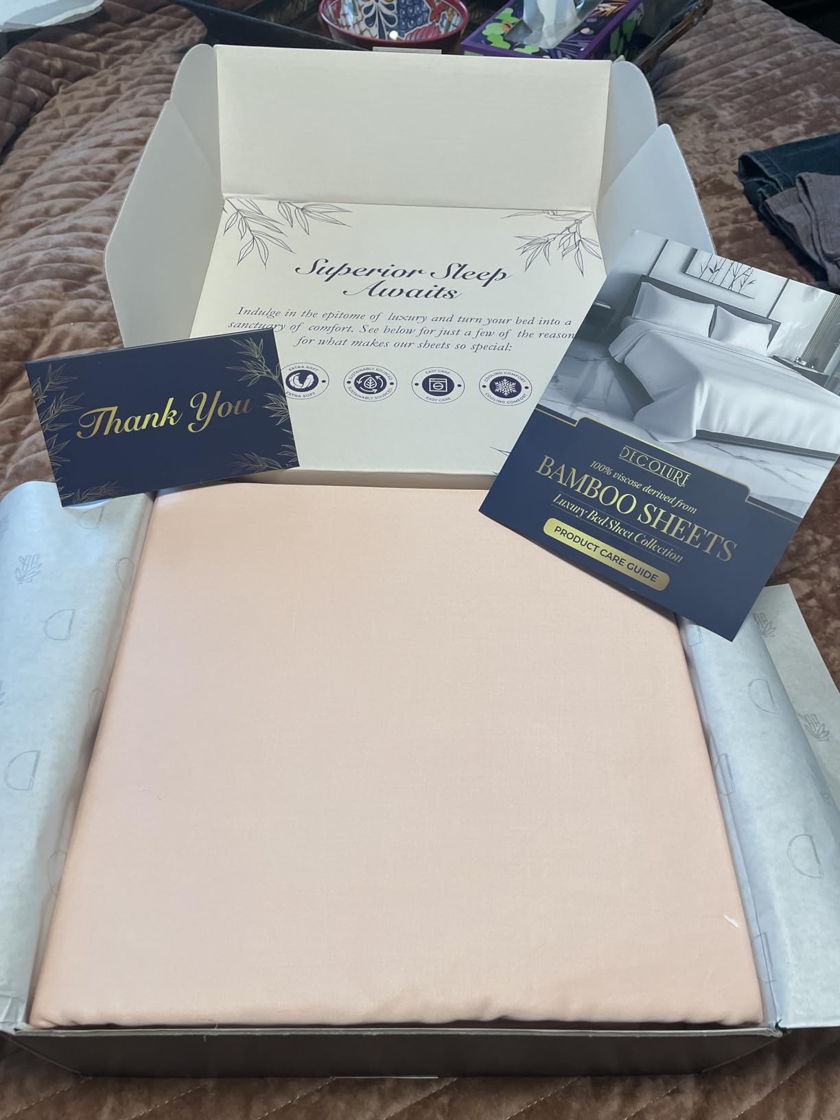 DECOLURE 100% Viscose Derived from Bamboo Sheets King Size | 4 Pc Bed Set customer photo 1