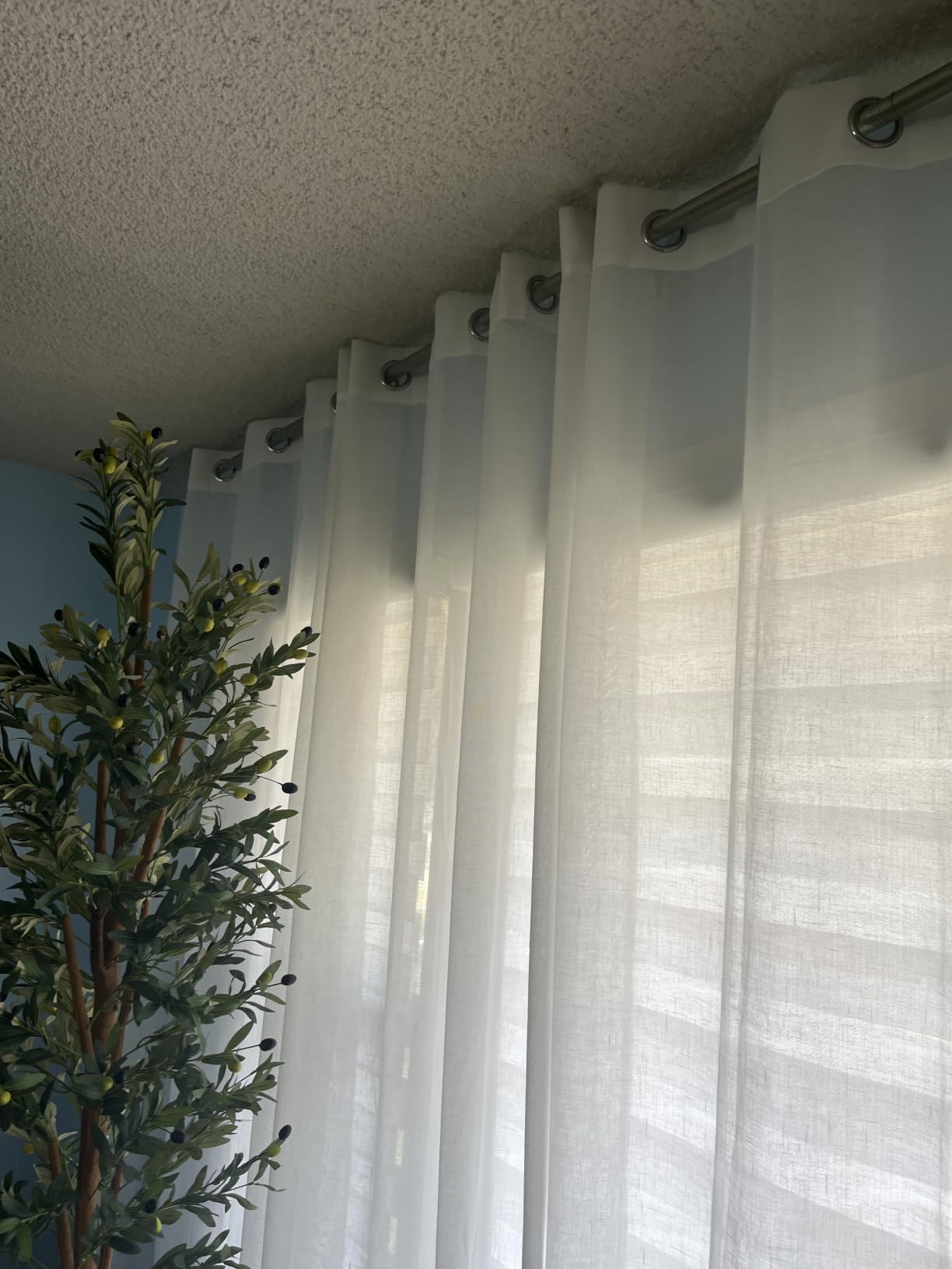NICETOWN White Sheer Linen Curtains 84 Inch Length 2 Panels Set, W52xL84 customer photo 2