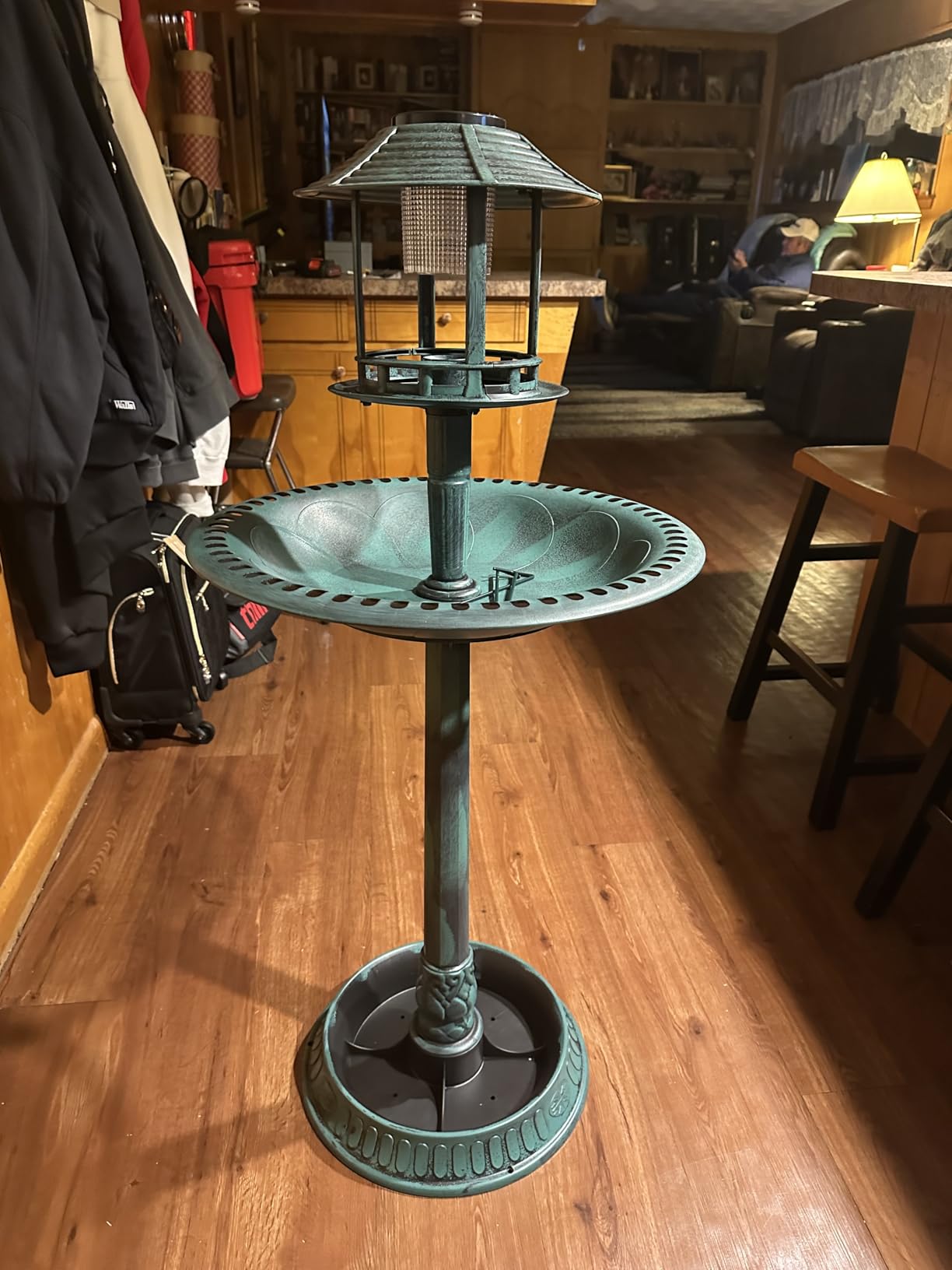 Best Choice Products Solar Outdoor Bird Bath Vintage Resin Pedestal Fountain Decoration for Yard, Garden w/Planter Base, Feeder, Decorative Bird Cage, Fillable Stand - Green customer photo 2