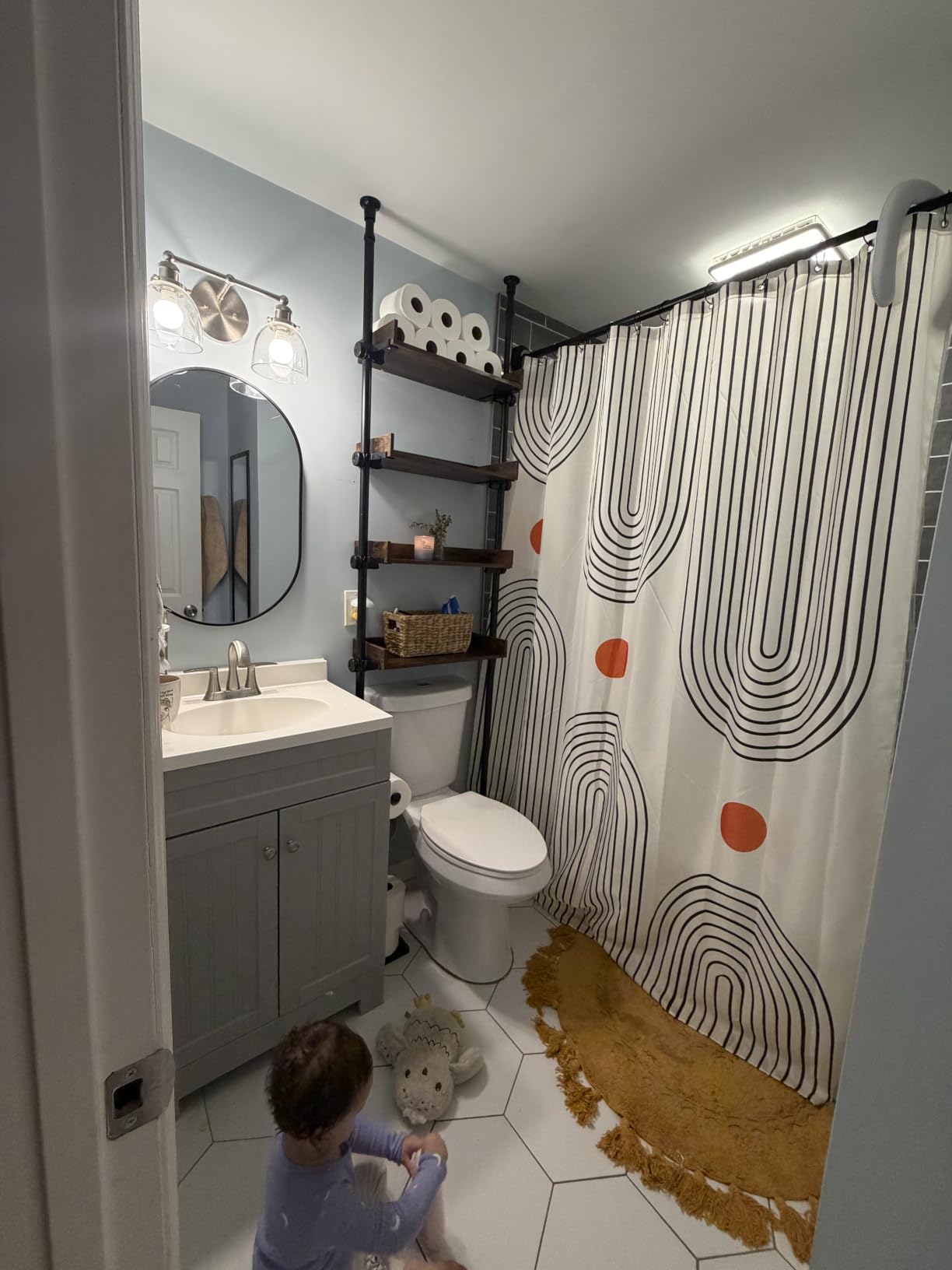 ALLZONE Tension Over The Toilet Storage Cabinet, No-Drill, Fits 92-116 in. customer photo 1