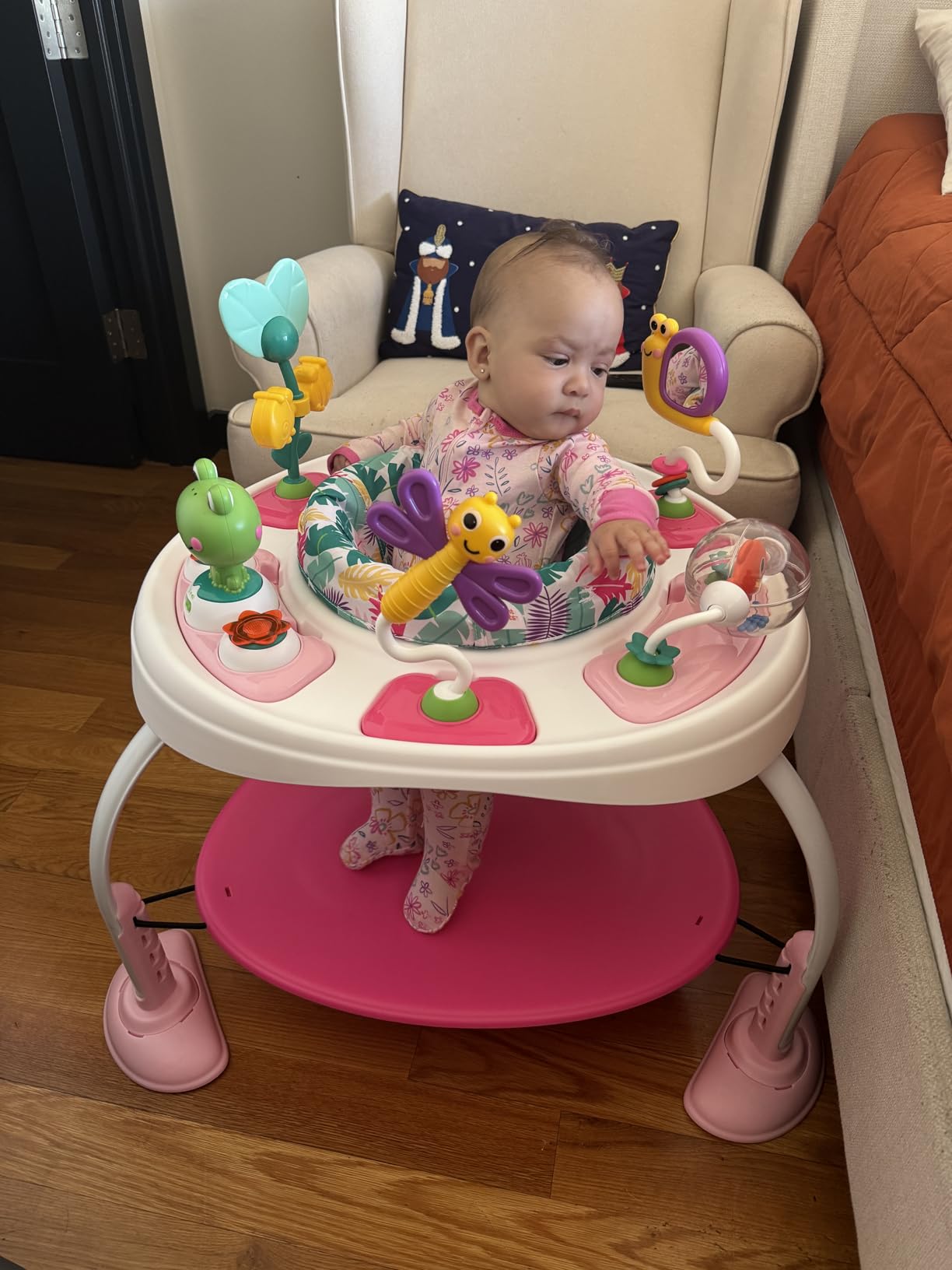 Bright Starts Bounce Bounce Baby 2-in-1 Activity Center Jumper & Table - Playful Pond (Green), 6 Months+ customer photo 2