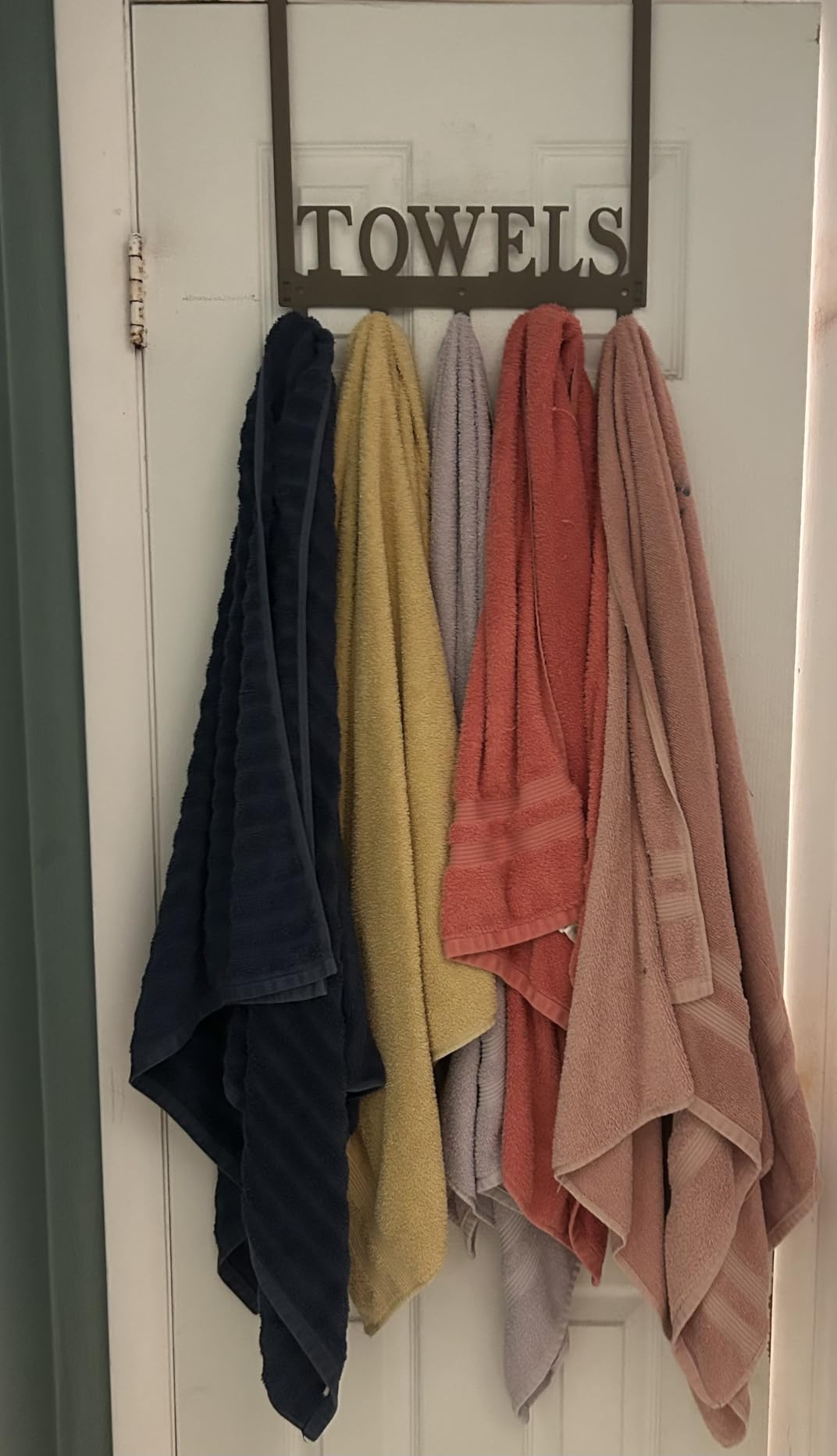 Kuhome Over The Door Hooks, Towel Holder for Bathroom, Door Mount Towel Rack Towel Hooks for Bedroom Beach Towels Bathrobe Wall Mount Hang on The Door Cabinet Cupboard Metal Sandblasted (Black) customer photo 1