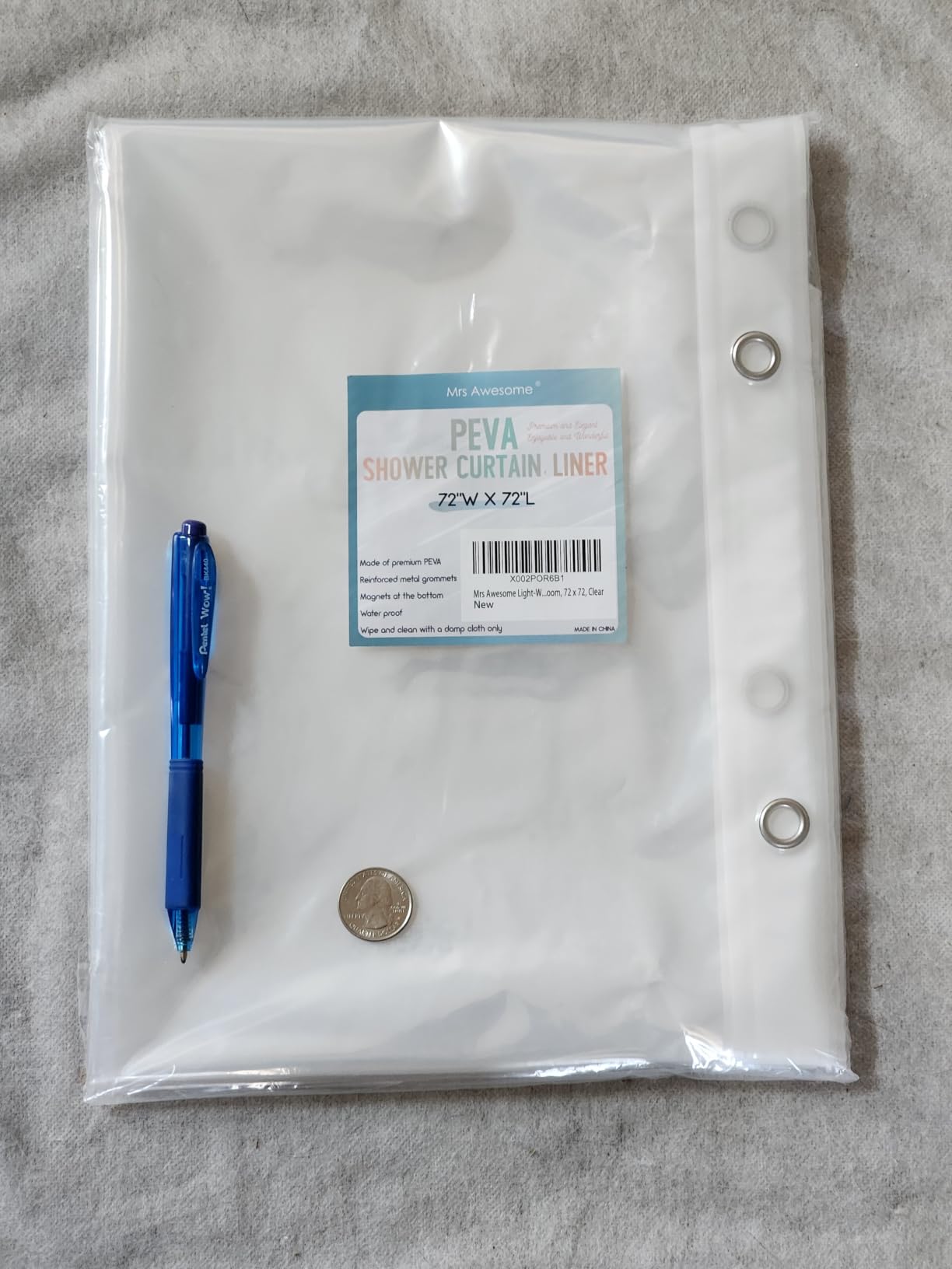 Mrs Awesome Clear Shower Curtain Liner with 3 Magnets, 72x72 customer photo 2