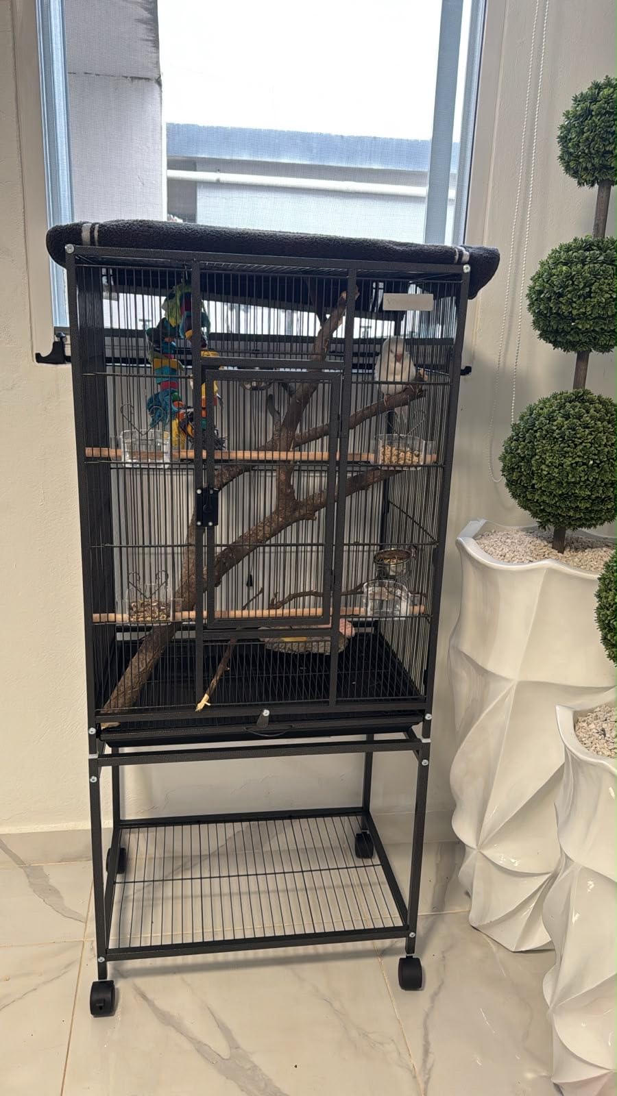 VIVOHOME 54 Inch Wrought Iron Large Bird Cage with Rolling Stand customer photo 2