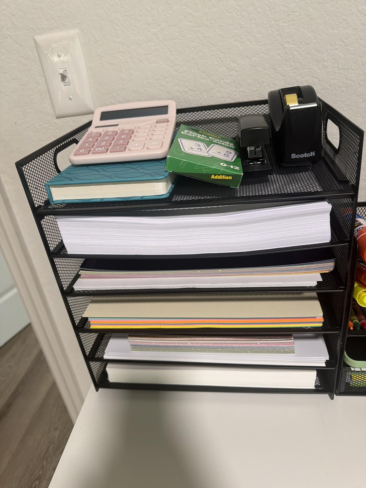 Marbrasse 6 Tier Paper Organizer Letter Tray - Mesh Desk File Organizer with Handle, Paper Sorter Organizer for Letter/A4 Office File Folder Holder - Black customer photo 2