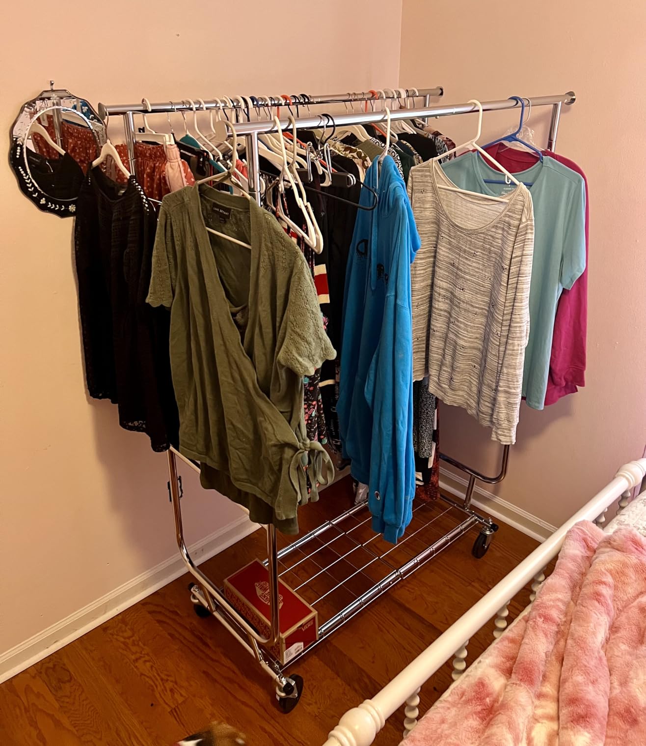 Raybee Heavy Duty Clothes Rack 650LBS Double Rods with Shelf Collapsible customer photo 1