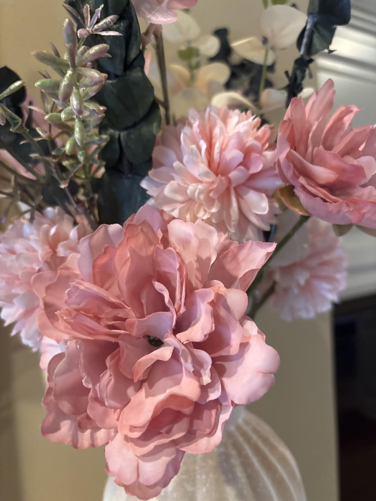 KIRIFLY Artificial Fake Flowers Plants Silk Flower Arrangements Wedding Bouquets Decorations Plastic Floral Table Centerpieces for Home Kitchen Garden Party Décor (Champagne) customer photo 2