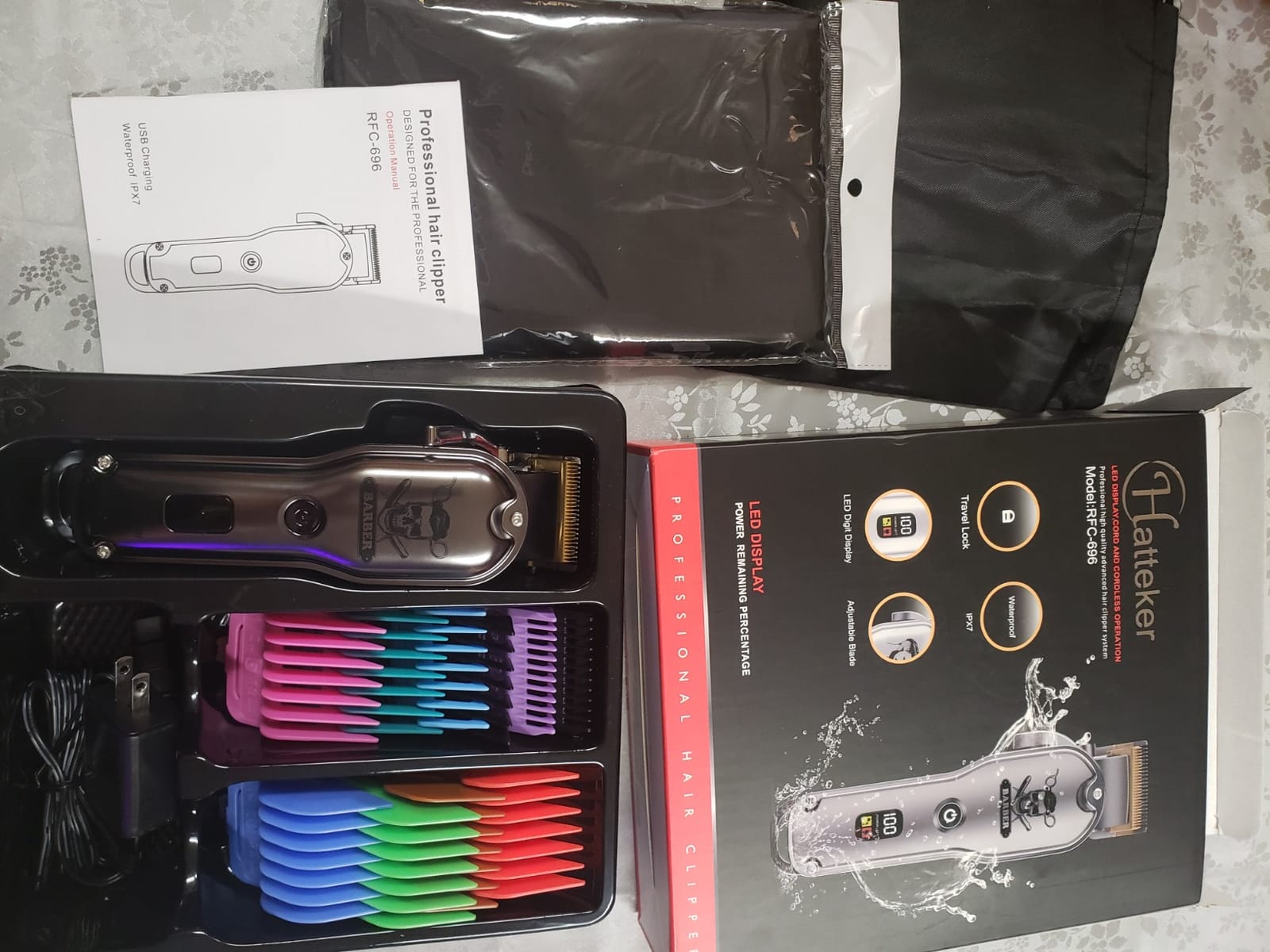 Hatteker Hair Cutting Kit Pro Hair Clippers for Men Professional Barber Clippers IPX7 Waterproof Cordless Beard / Hair Trimmer customer photo 1