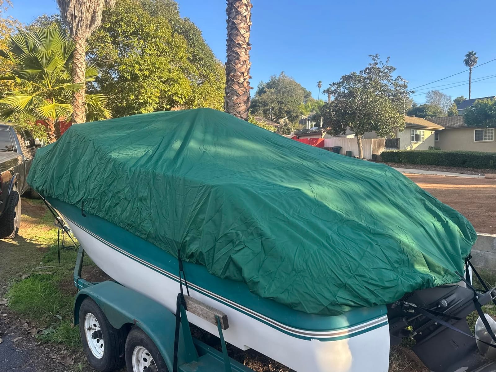 MSC Heavy Duty Waterproof Boat Cover, Trailerable Oxford Polyester Cover for V-Hull, Tri-Hull, Runabout, Fishing and Bass Boats (Model F - Length 19'-20' Beam Width: up to 96