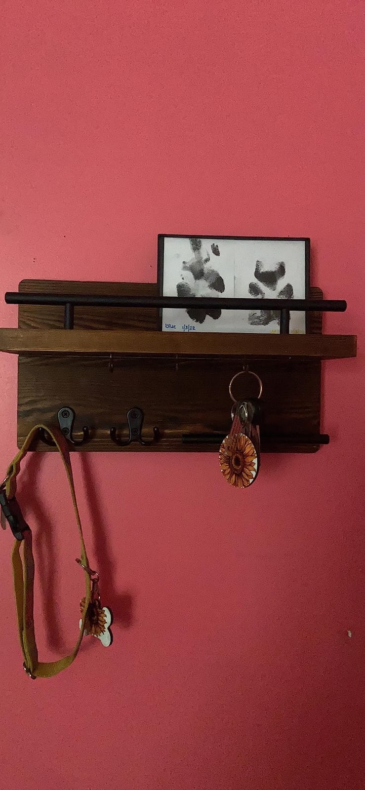 OurWarm Wall Mounted Key Holder/Hangers for Wall Decorative with 5 Key Hooks, Wooden Mail Rack Organizer with Shelf, Rustic Home Decor for Entryway Mudroom Hallway Office, Brown customer photo 1