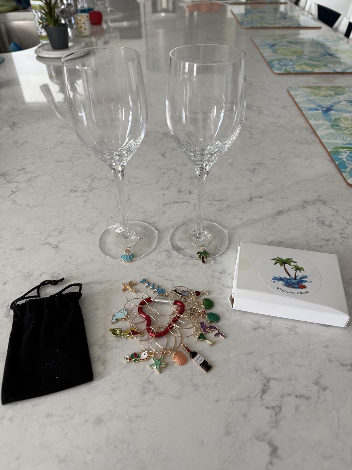 Wine Glass Charms - Stem Glass Markers & Identifiers - Funny Drink Tags for Christmas & Parties Decorations-Summer Beach Themed Set of 18 customer photo 1