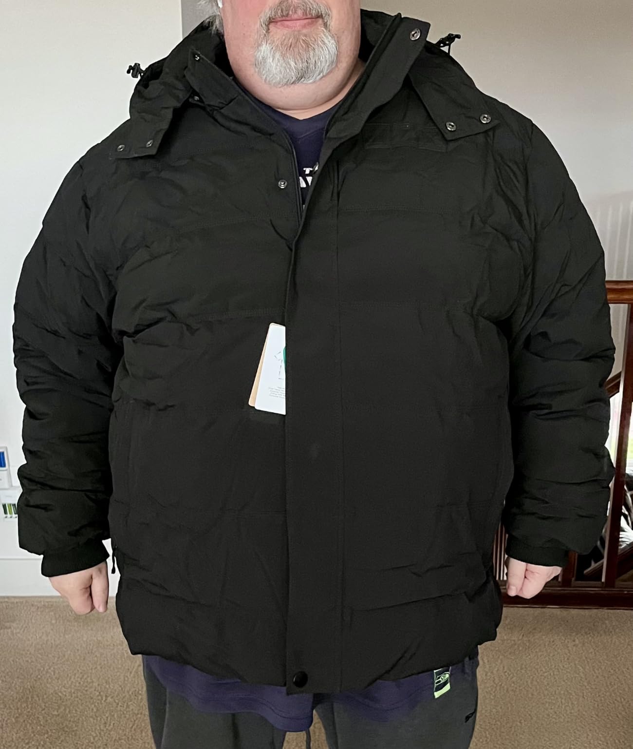 wantdo Men's Puffer Jacket Warm Winter Coat Waterproof Hooded Winter Jacket | Warm Recycled Fabric, Windproof Removable Hood, 10000mm Waterproof, for Daily, Outdoor Work, Ski, Regular and Big Size customer photo 1