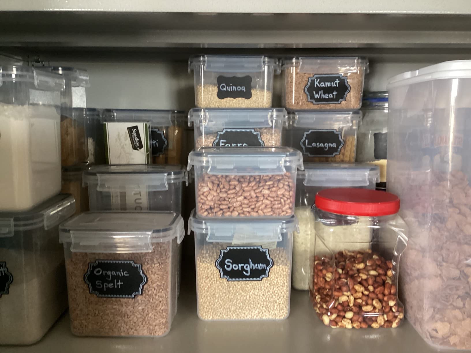 PRAKI Airtight Food Storage Containers Set, 16 Pcs BPA Free Plastic Dry Food Canisters for Kitchen Pantry Organization and Storage Ideal for Cereal, Flour & Sugar - Labels, Marker(Black) customer photo 1