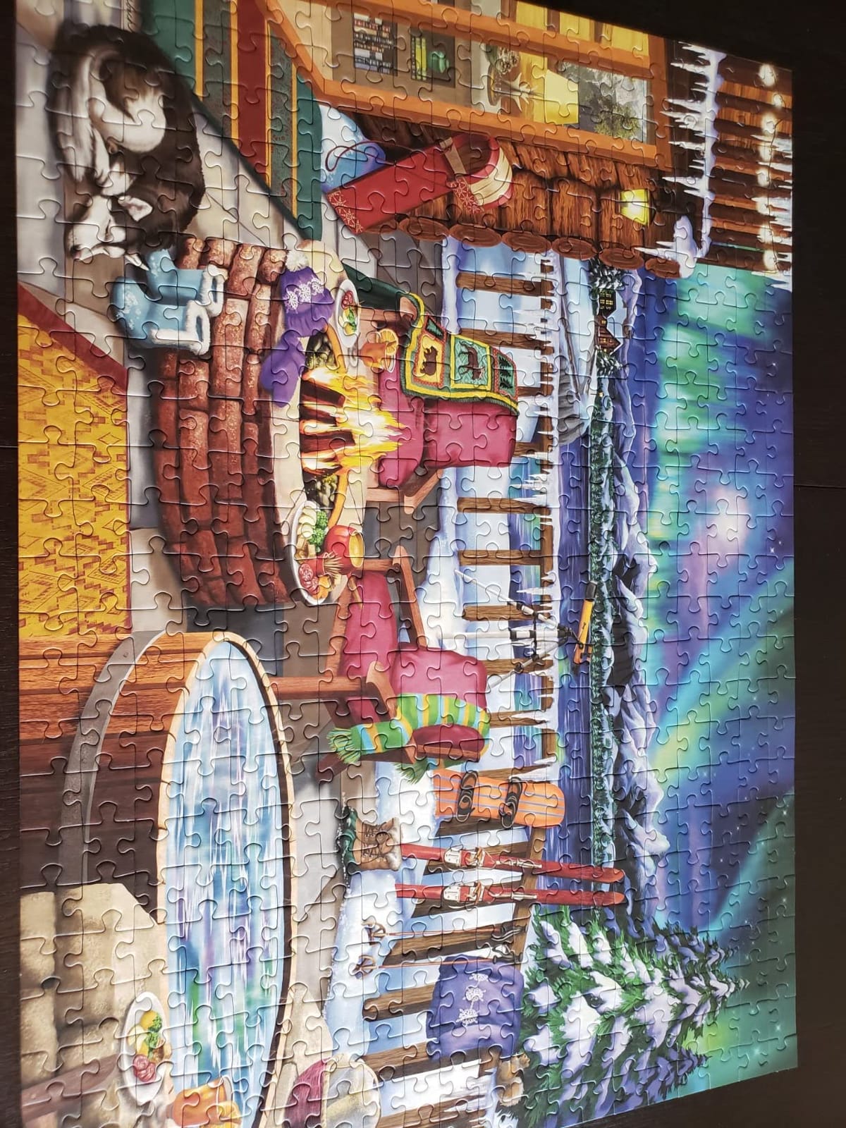 Ravensburger - Northern Lights - 500 Piece Large Format Jigsaw Puzzle - Stunning, Bold, Vivid Image of The Phenomenon - Warm Fireside Cabin - Premium Quality - Puzzles for Adults customer photo 1