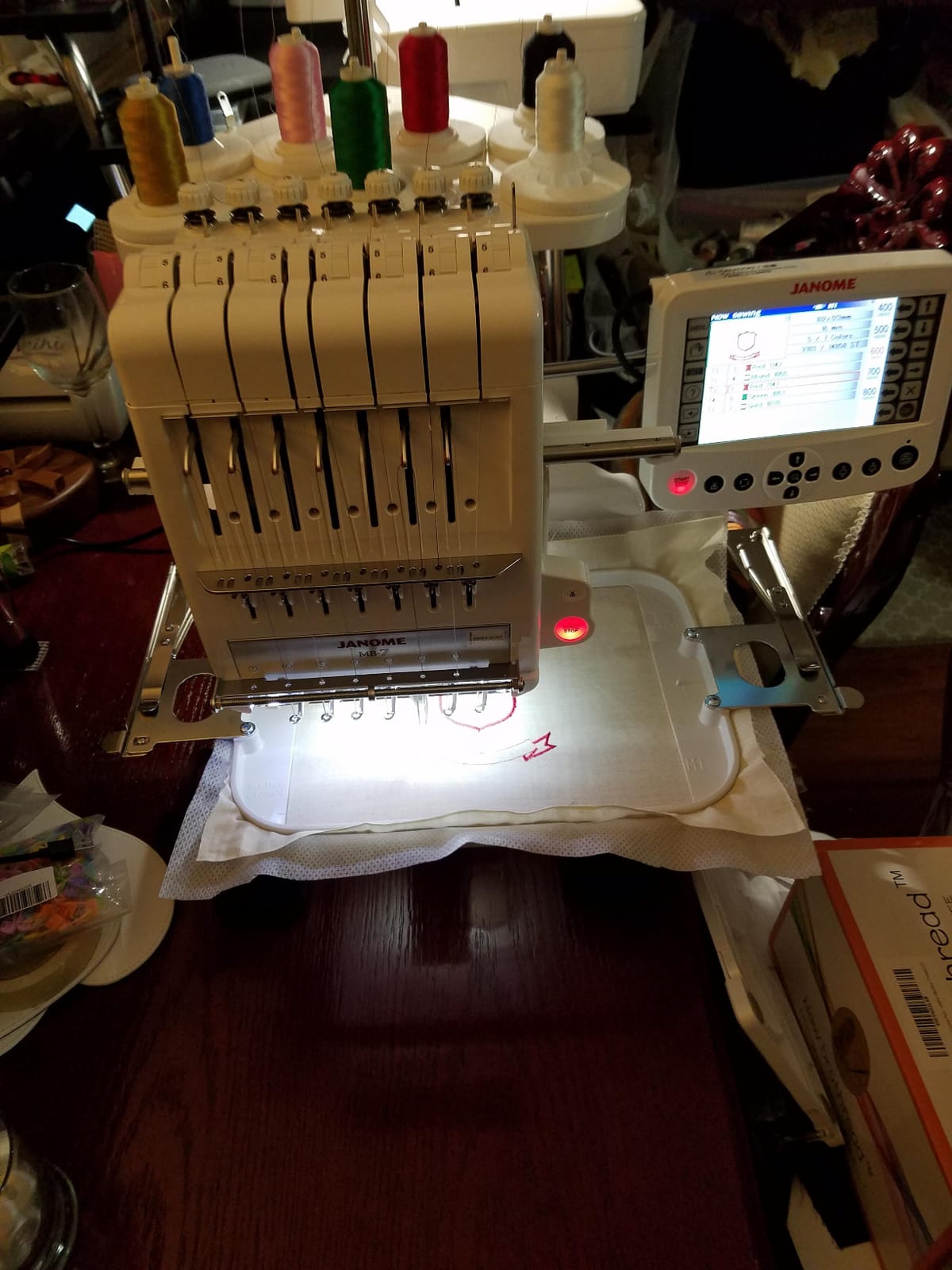 Janome Embroidery Machines - MB7 Heavy Duty Computerized Embroidering and Quilting Machine for Beginners to Experts, Multi Needle Embroidery Machine with 5.7