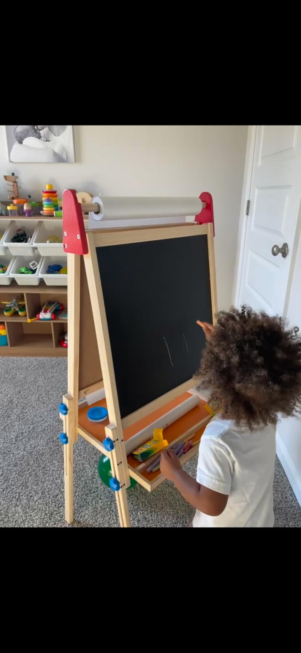 Tiny Land Wooden Easel for Kids, Art Easel with Chalkboard & Whiteboard customer photo 1