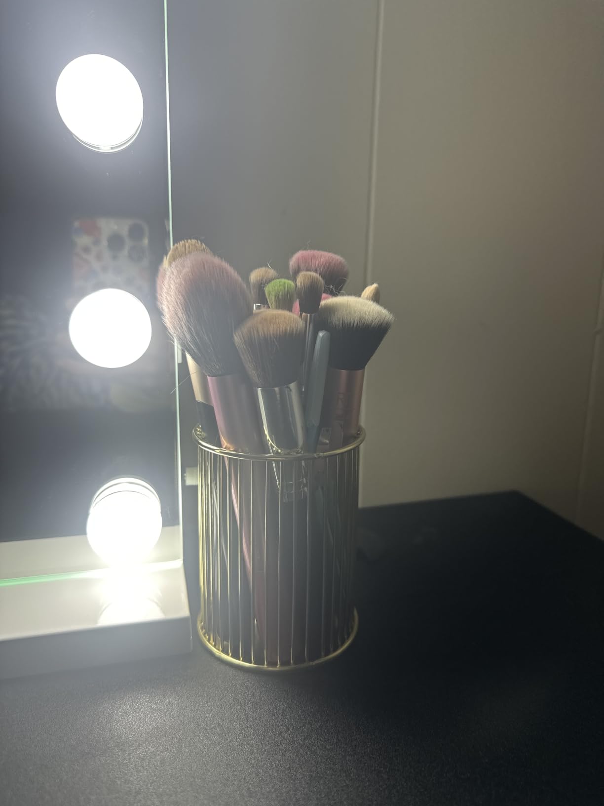 HSYMQ Gold Metal Pen Holder for Desk, Makeup Brushes Cup, Pencil Holders, Office&Home Organizer customer photo 2