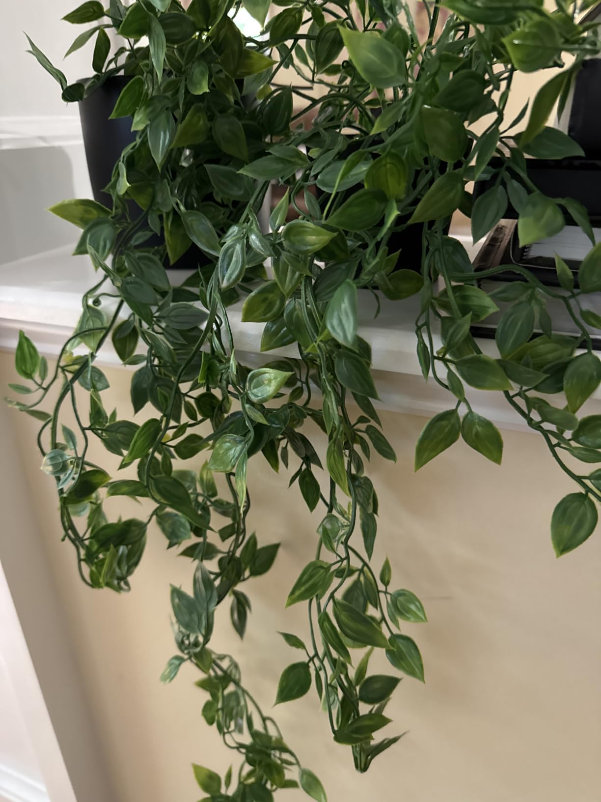 Whonline Fake Hanging Plants, Artificial Small Potted Plants for Indoor Outdoor Aesthetic Office Living Room Shelf Decor (1 Pack) customer photo 1