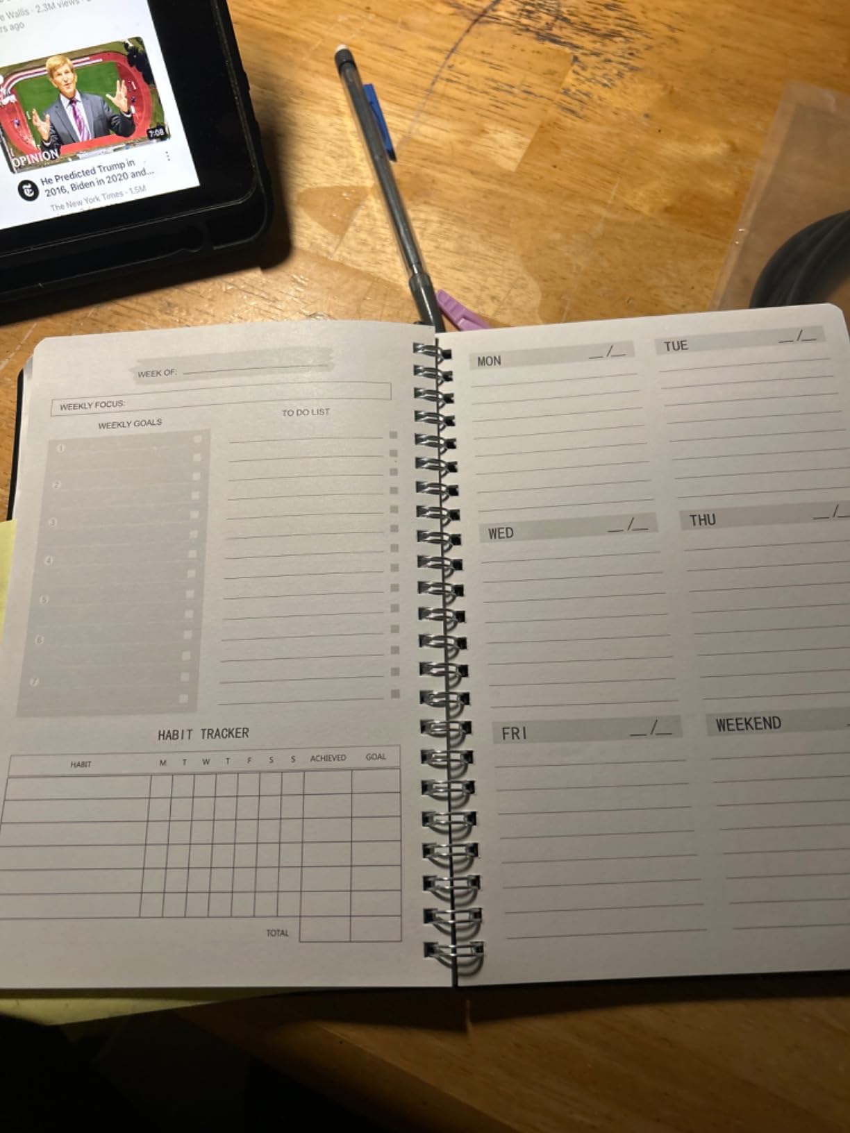 Undated Weekly Planner With Habit Tracker & To Do List 5.7 x 8.0 inch customer photo 2