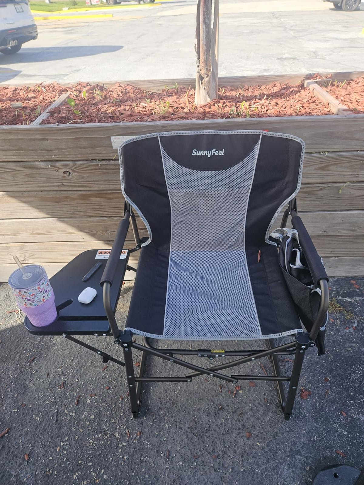 SUNNYFEEL Oversized Camping Chair Portable Directors Chairs with Side Table | Heavy Duty Folding Lawn Chair for Adults 300LBS with Compact Size, Breathable Mesh, Pocket & Carry Bag for Outdoor, Lawn, RV customer photo 2