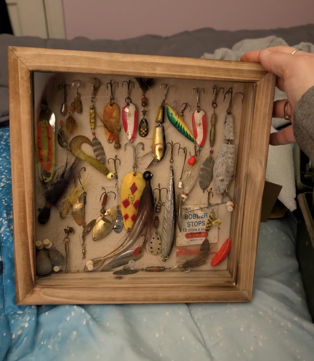 Freezing point Shadow Box Frame 5x12.5 Flower Shadow Box Pin Display Case Cabinet Picture Frame with Linen Back Memorabilia Awards Medals Badge Bouquet Wedding Memory Box for Keepsakes Long customer photo 1