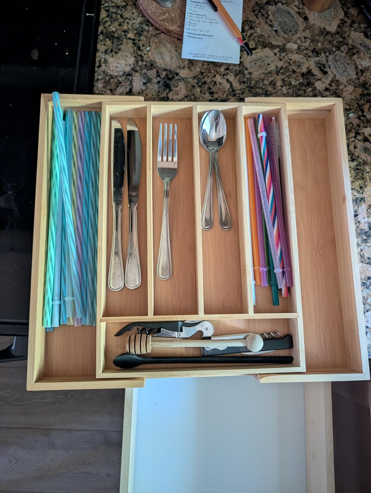 Bellsal Silverware Organizer Kitchen Drawer Organizer Expandable Bamboo Utensil Holder Cutlery Tray for Kitchen Utensil and Flatware Bedroom Office customer photo 2