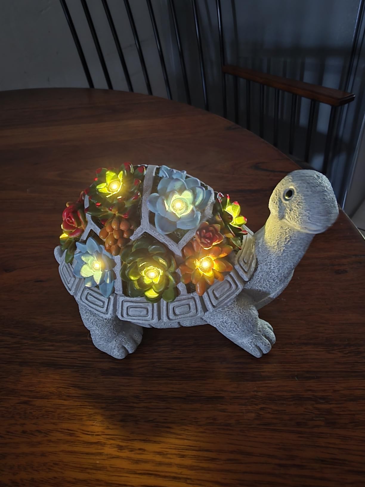 Nacome Solar Turtle Garden Statue - Succulent & 7 LED Lights, Outdoor Decor customer photo 1