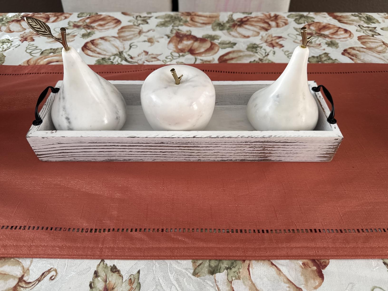 Rustic Wooden Serving Trays Rectangular with Handle,Ottoman Tray for Living Room 16 Inch Long for Serving Wine(whitewashed) customer photo 1