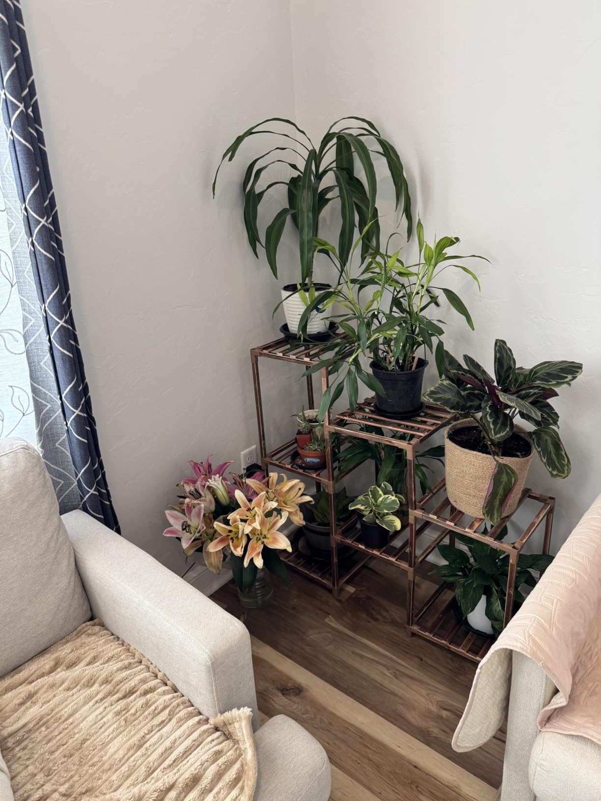 Bamworld Plant Stand Indoor Plant Shelf Outdoor Wood Plant Rack customer photo 2