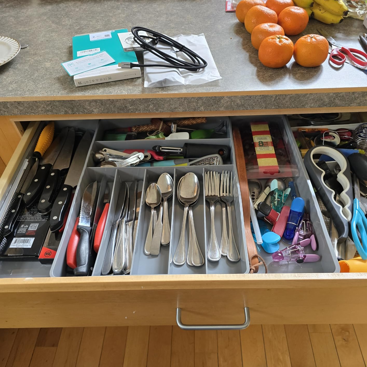 Simple Houseware Expandable Kitchen Drawer Flatware Organizer, White customer photo 1