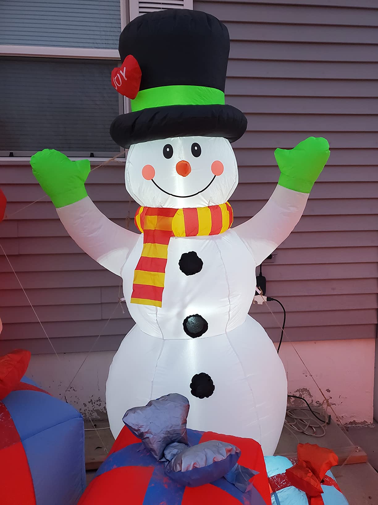 FunFanso 7 FT Christmas Inflatables Snowman Outdoor Decorations, Giant Blow up Snow Man Yard Decor Built-in Bright LED Light Wear Magic Hat, Weatherproof Holiday for Garden Patio Lawn Party Xmas Gifts customer photo 1