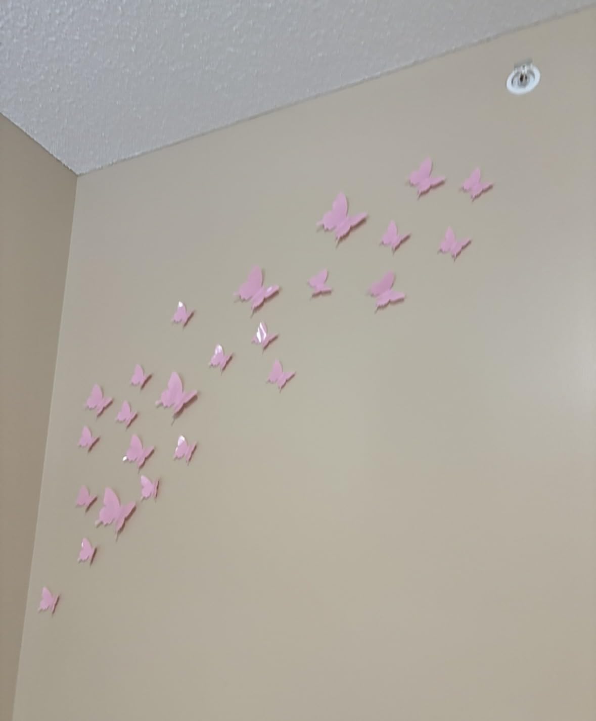 Cute Pink Butterfly Wall Decor 24 pcs, Girls Room Wall Decals, Danish Pastel Aesthetic Butterflies Stickers for Nursery Decorations, Baby Toddler Room Decor for Girls customer photo 2