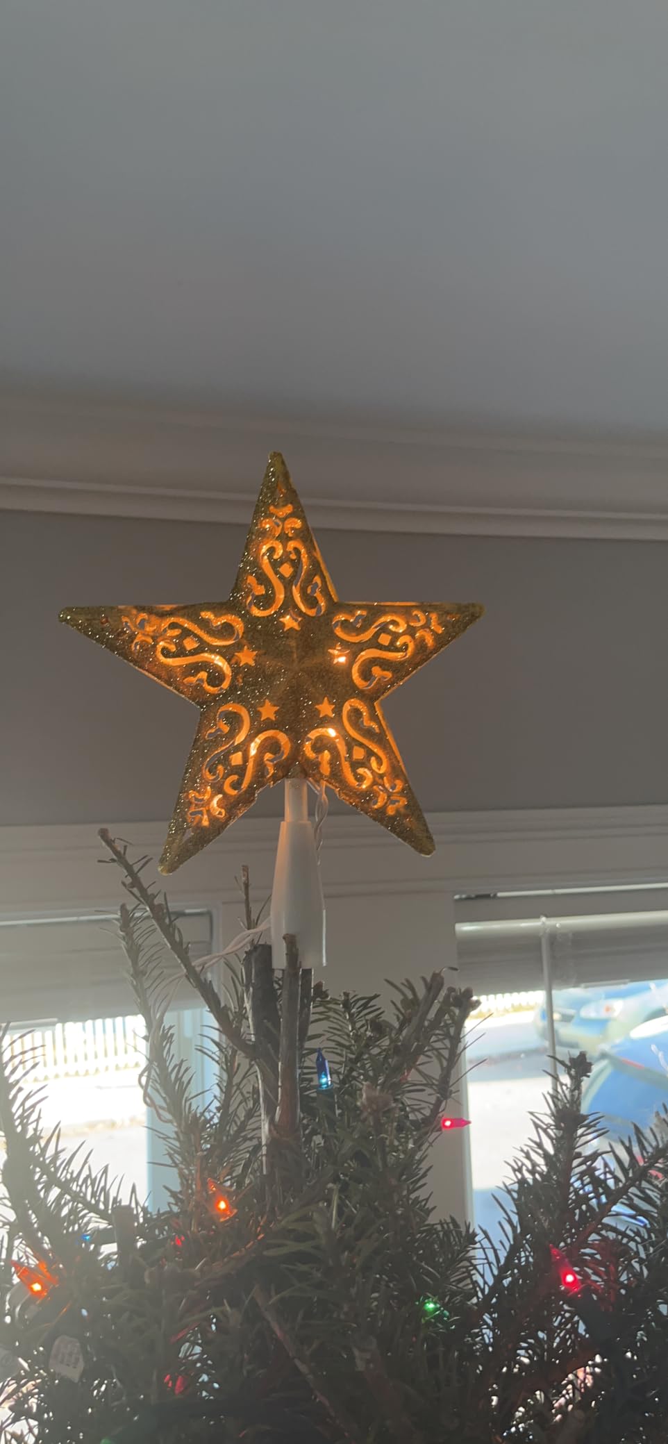 Christmas Tree Topper Star Gold Glitter Plug in 3D Star Tree Topper Lighted customer photo 2