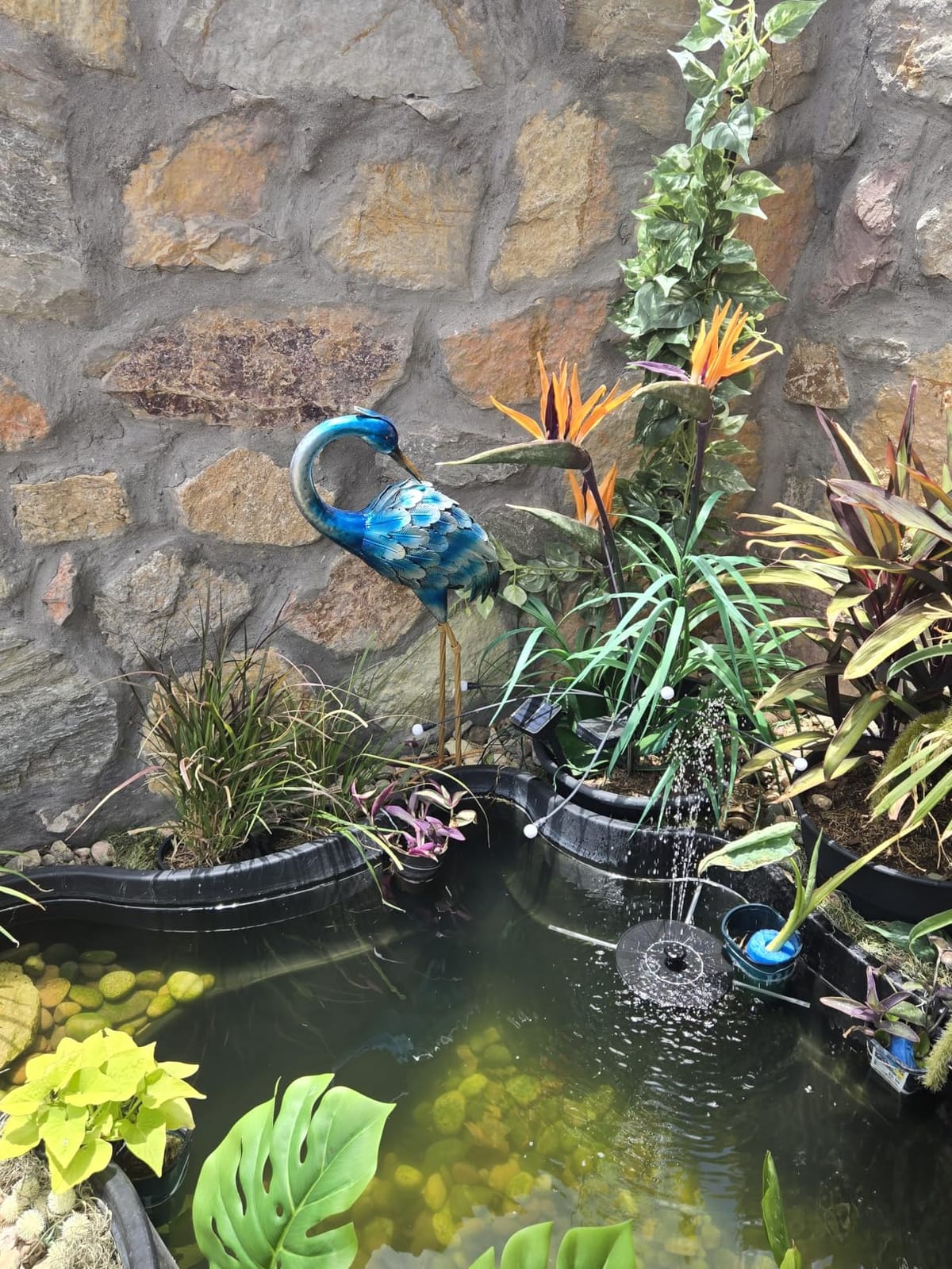 chisheen Crane Garden Statues, Metal Garden Crane Outdoor, Blue Heron Sculpture Metal Yard Art, Large Heron Decoy, Bird Statues, Lawn Ornaments for Backyard Pond Patio Porch Outside Decorations customer photo 2