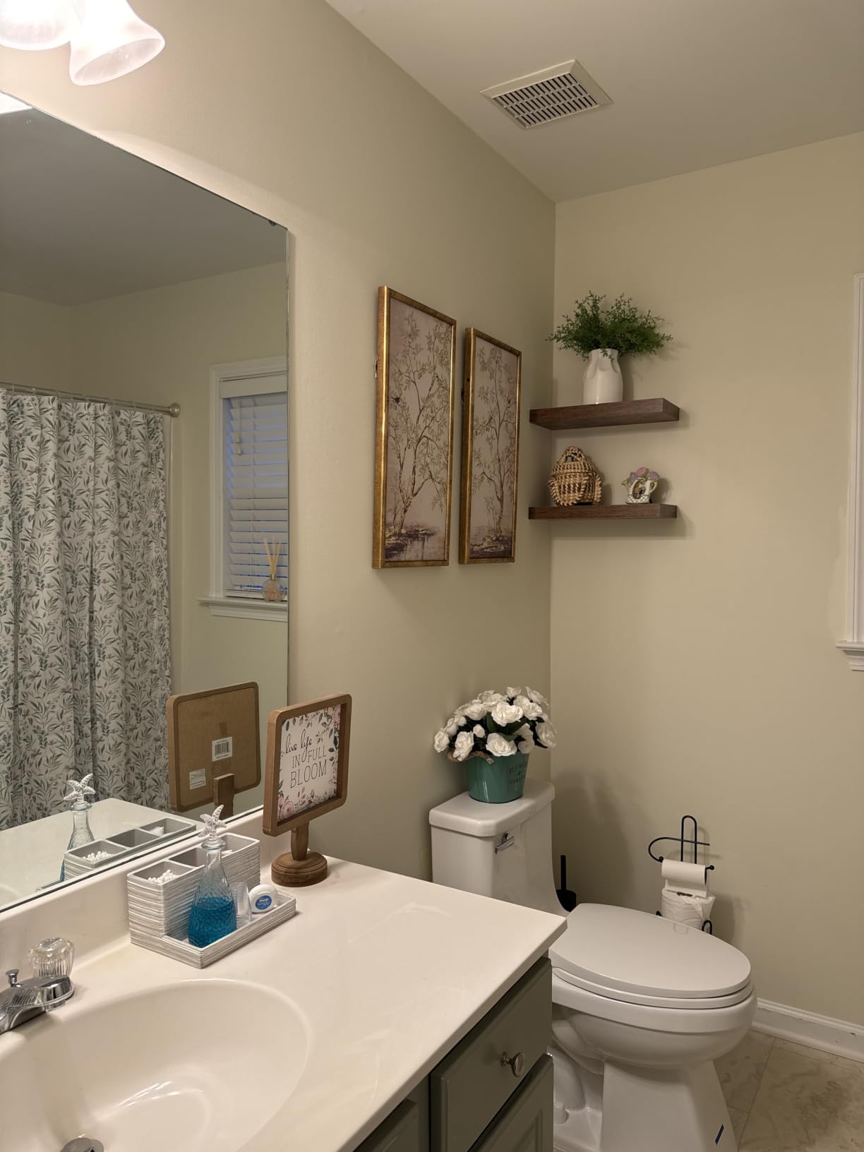 QEEIG Bathroom Floating Shelves for Wall (Brown, Set of 2, 15.7
