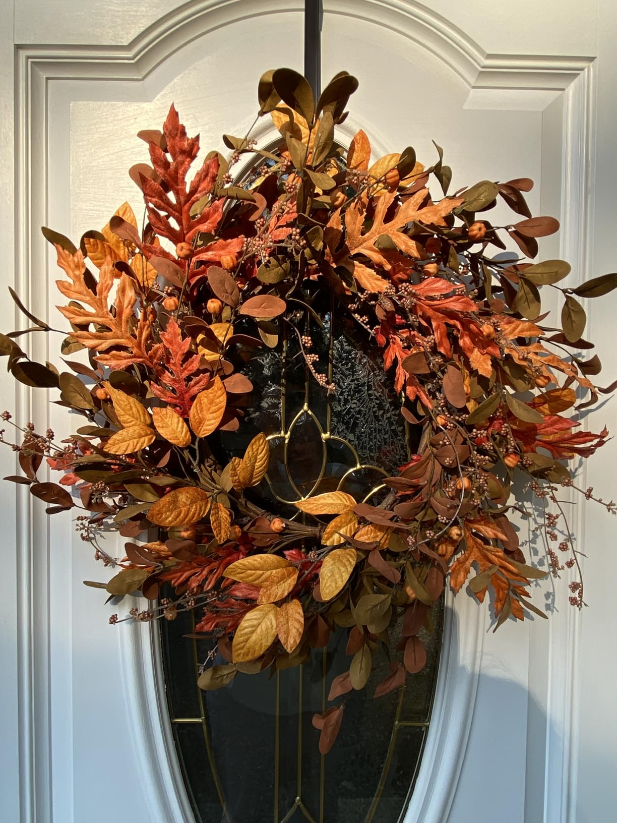 AMF0RESJ Artificial Fall Wreath for Front Door Autumn Wreath for Home Decor customer photo 1