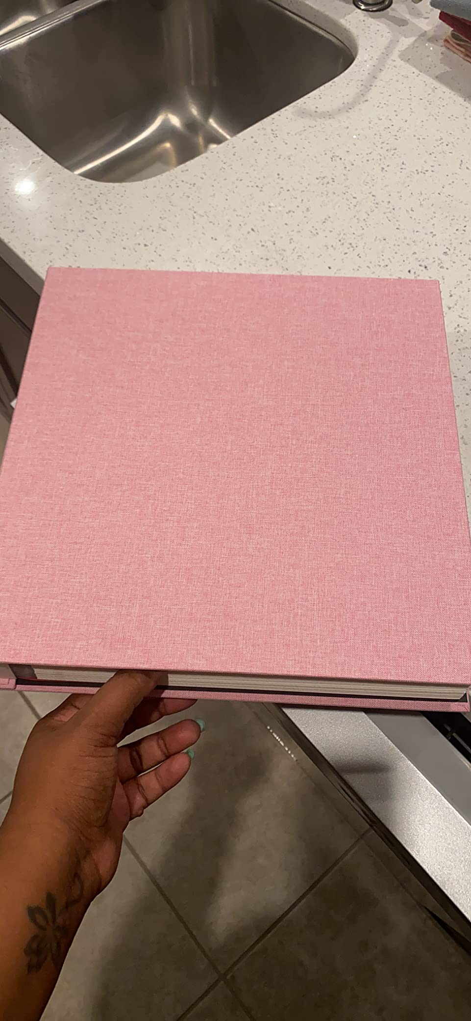Large Photo Album Self Adhesive for 4x6 5x7 8x10 Pictures Magnetic Scrapbook Album 20 Sheets / 40 Pages Linen Cover DIY Photo Album with A Metallic Pen and and Plastic Board(Grey) customer photo 1