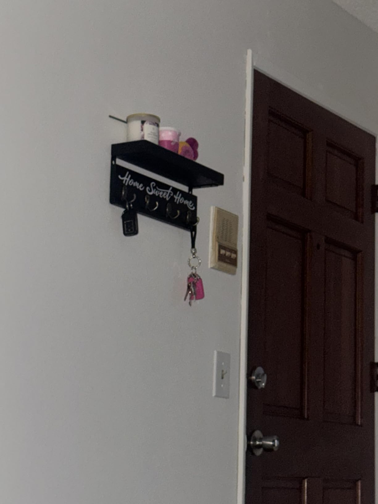 buways Key Holder Wall Mount with 8 Hooks and Cozy Home Sign (Gray) customer photo 1