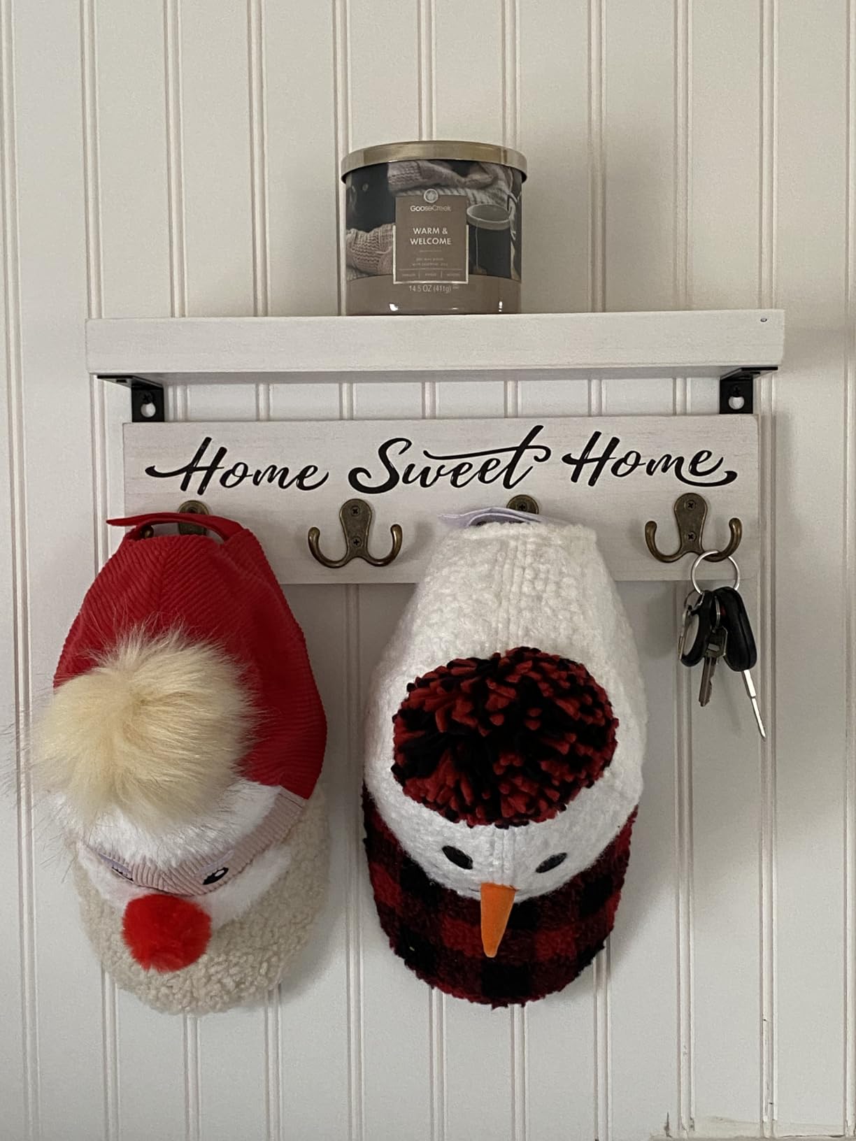 buways Key Holder Wall Mount with 8 Hooks and Cozy Home Sign (Gray) customer photo 2