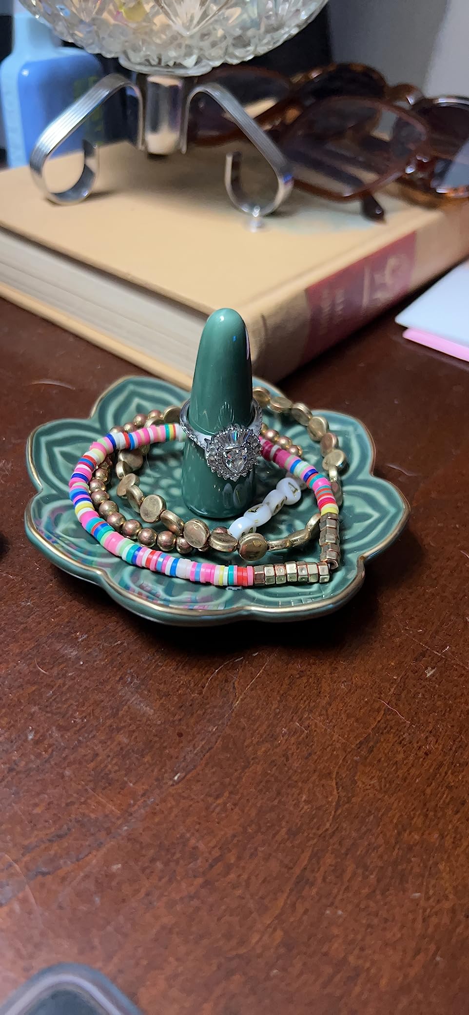 Ceramic White Mandala Jewelry Holder Decorative Ring Holder/Trinket Tray Engagement Wedding Birthday Gifts for Women Her customer photo 1