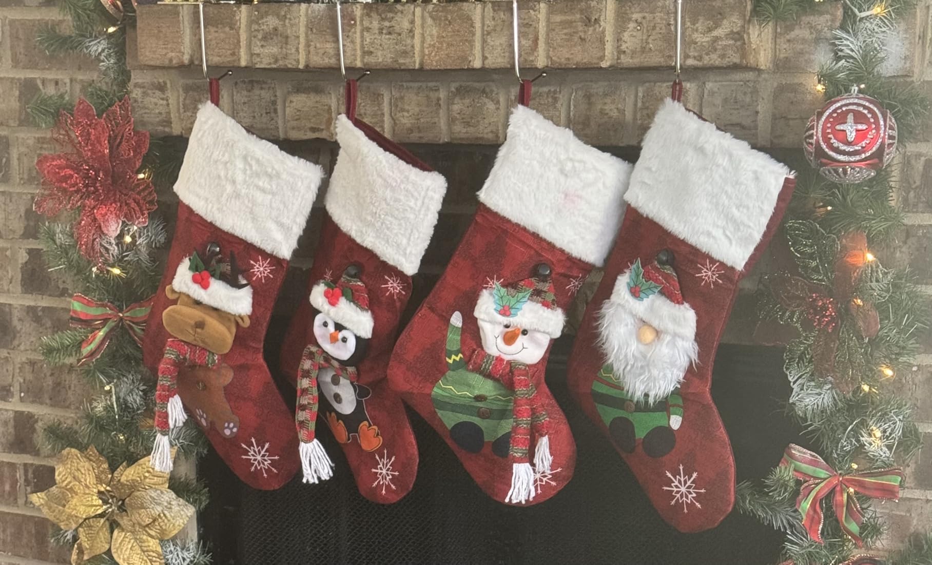 COOLWUFAN 4 Pack Christmas Stockings 19'' Xmas Stockings for Home Decor customer photo 2