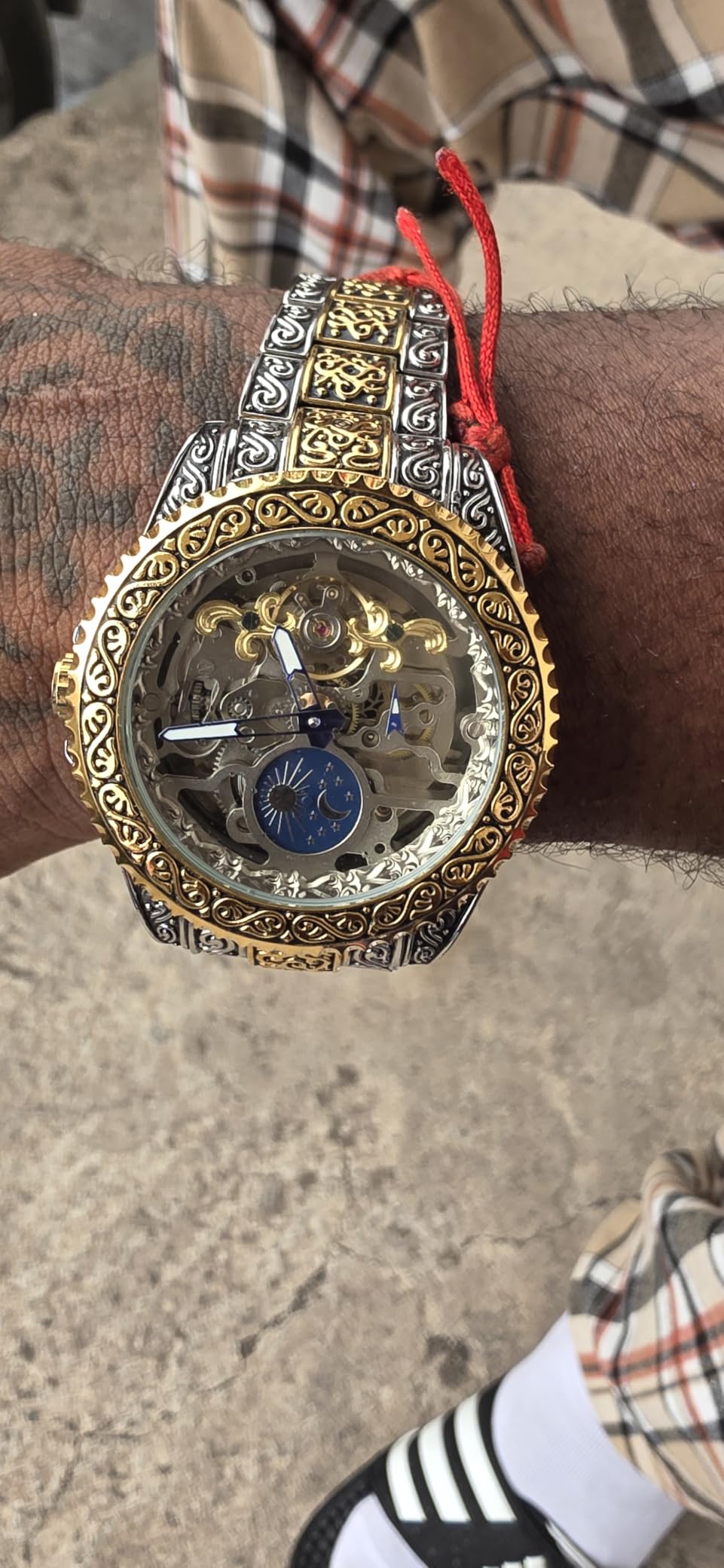 FORSINING Retro Watch for Men Carved Self-Wind Mechanical Tattoo Tourbillon Moon Phase Independent Seconds Skeleton Automatic Big Dial Wrist Watches customer photo 1