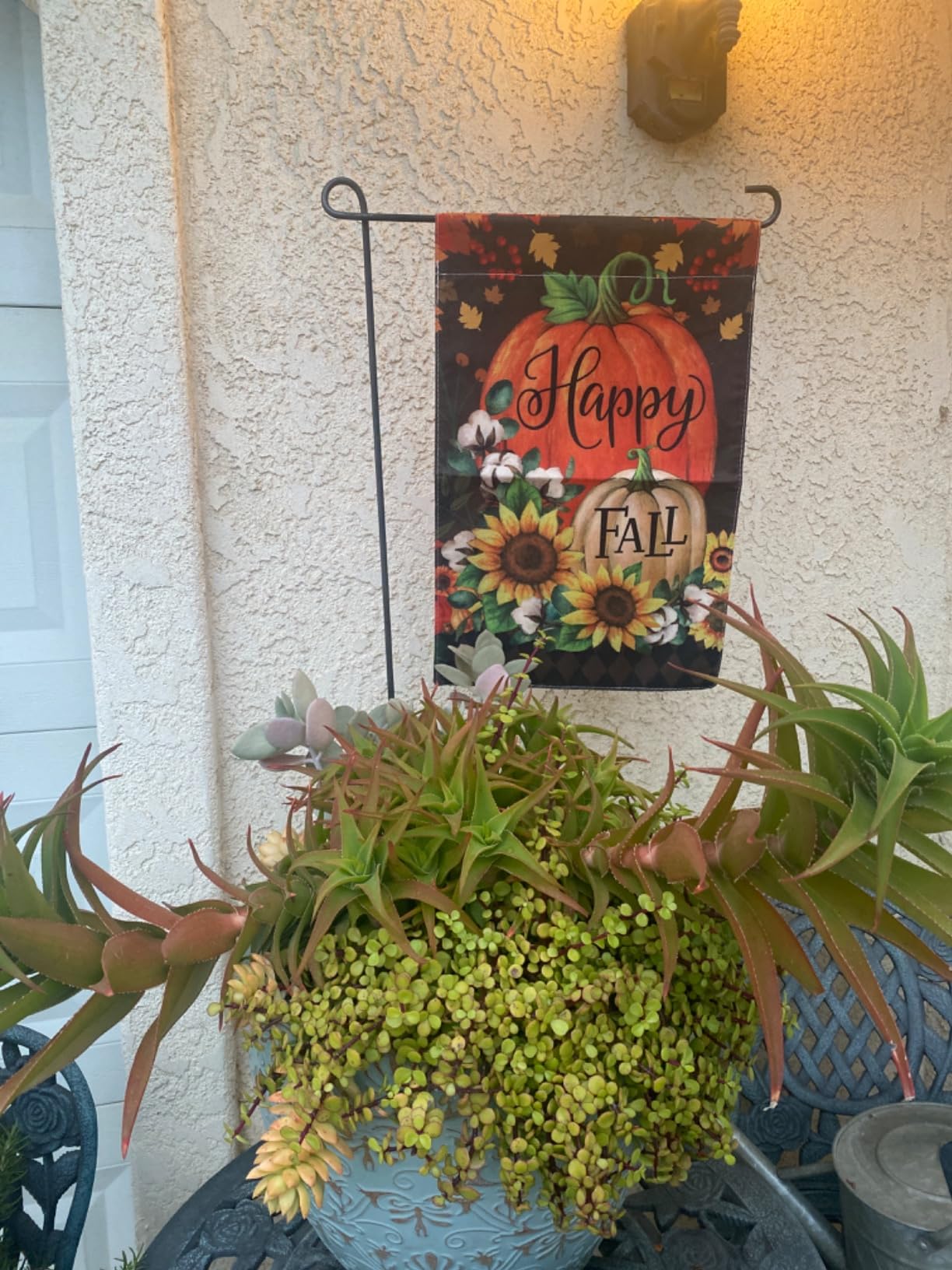Happy Fall Garden Flag Burlap Autumn Vertical Double Sided Fall Thanksgiving Pumpkin Garden Flag Yard Outdoor Decoration 12.5 X 18 Inch customer photo 1
