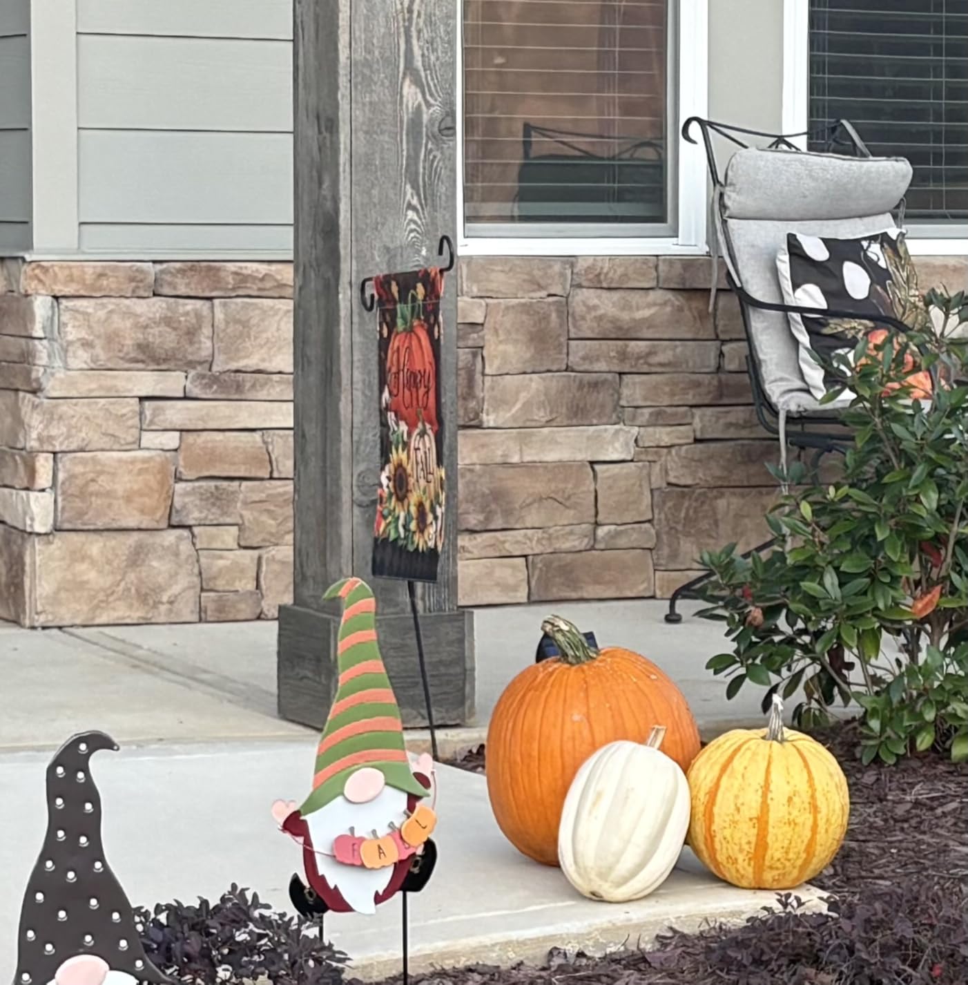 Happy Fall Garden Flag Burlap Autumn Vertical Double Sided Fall Thanksgiving Pumpkin Garden Flag Yard Outdoor Decoration 12.5 X 18 Inch customer photo 2