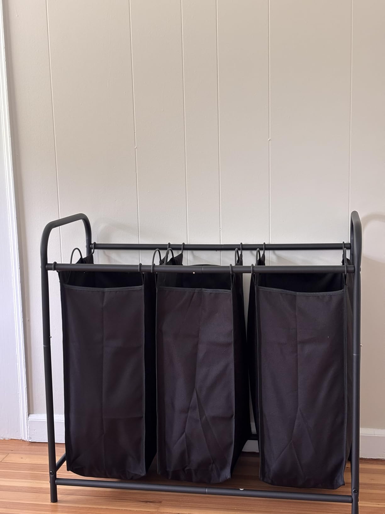 LINZINAR 3 Section Laundry Hamper, Black Laundry Basket 135L Laundry Sorter customer photo 1