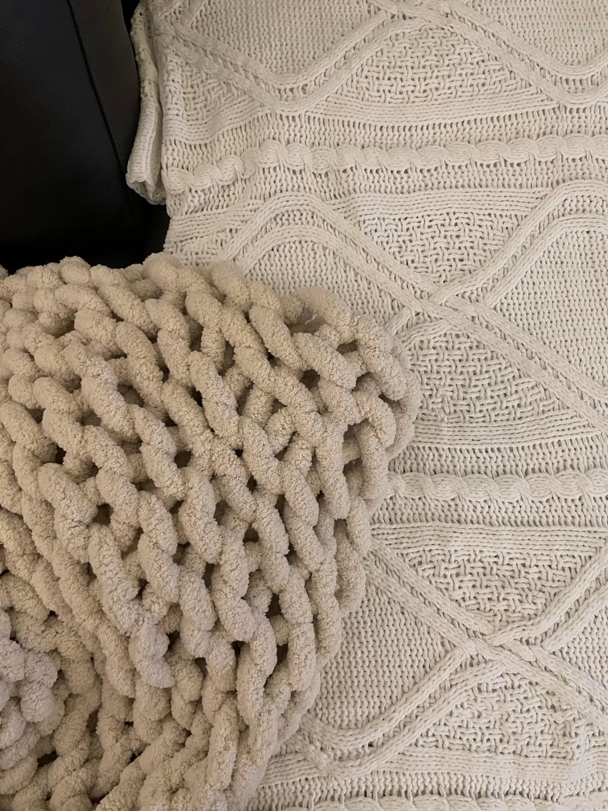 Adyrescia Chunky Knit Blanket Throw | 100% Hand Knit with Jumbo Chenille Yarn (50