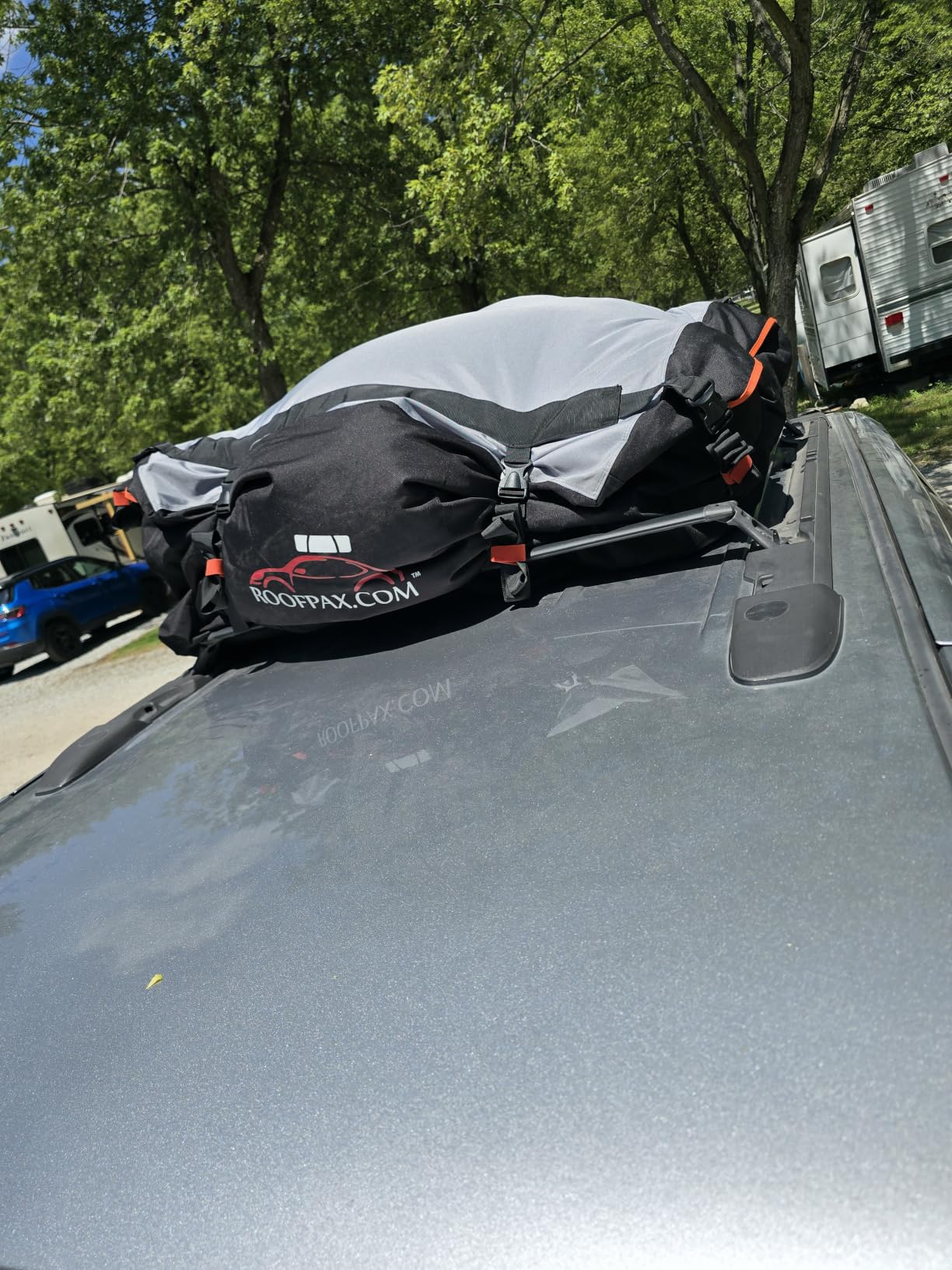 RoofPax 23 cft. Extra Waterproof Rooftop Cargo Carrier Bag, Double Weatherproof Zippers, 10 Heavy-Duty Tie-Down Straps fit Cars with/Without a Rack or Side Rails, Safety Hooks Included customer photo 1