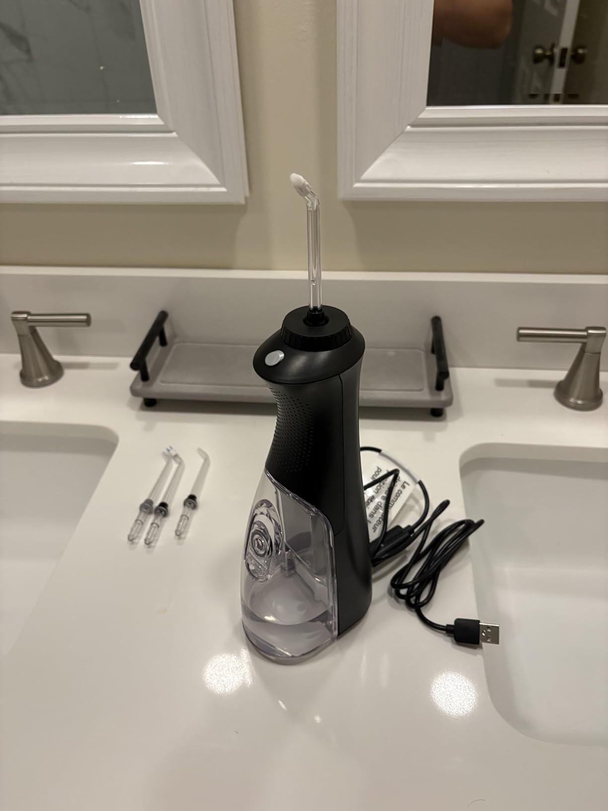Waterpik Cordless Pearl Portable Water Flosser, Rechargeable, White | 2 Settings, 4 Tips, for Daily Gum Health & Cleaning Teeth, Dental Braces, Implants, ADA Accepted, WF-13 Amazon Exclusive customer photo 1