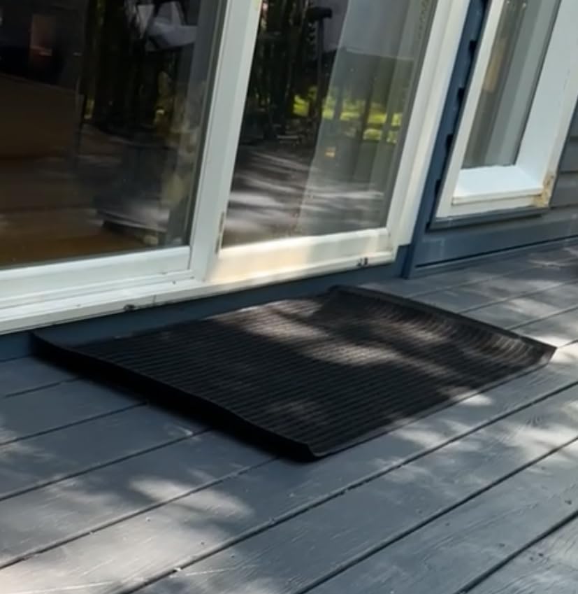 Yimobra Welcome Mat, Heavy Duty Sturdy Door Mats for Home Entrance Outdoor Indoor, Front Doormat for Outside Patio Floor Entry Porch Garage Office, Waterproof, Low Profile, 29.5x17, Black Grey customer photo 2