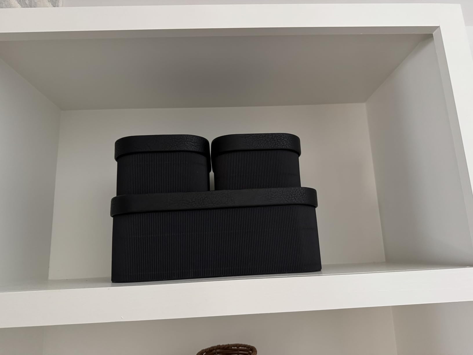 LA JOLIE MUSE Decorative Storage Boxes with Lids Faux Leather, Brown 3 Pack customer photo 1